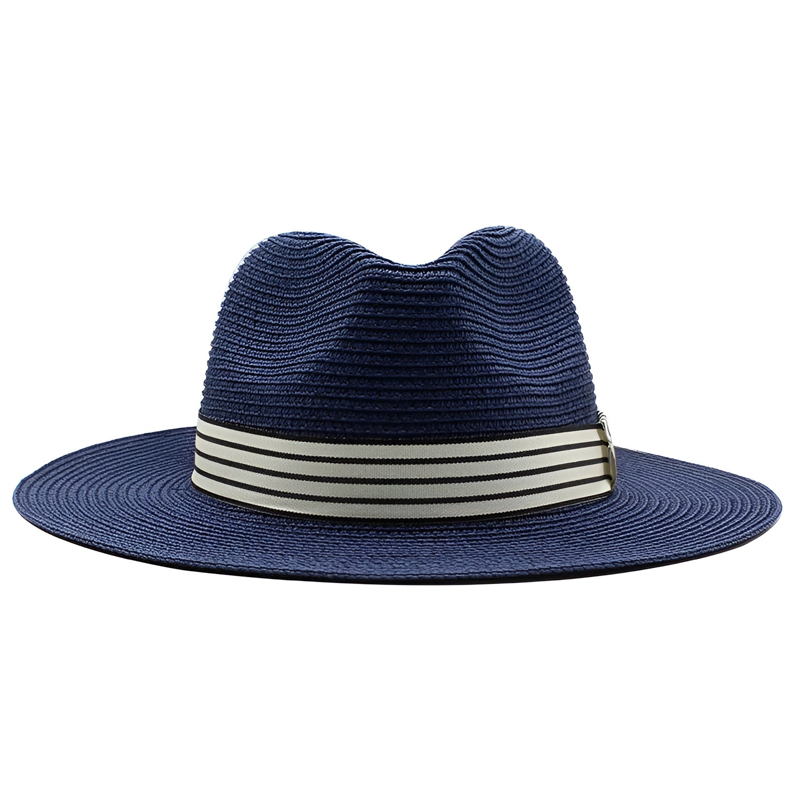 Authentic Aficionado Straw Panama Hat in navy blue – unisex beach sun hat UK